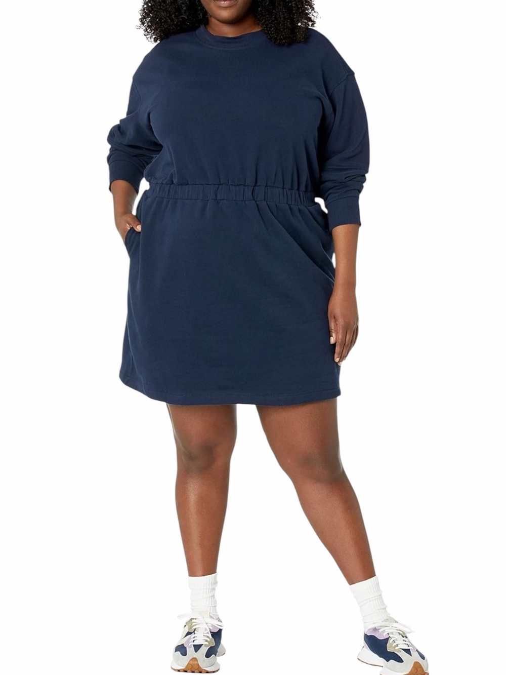 Amazon Essentials Navy Sweatshirt Mini Dress with Elastic Waist Size 2X NEW/NWT